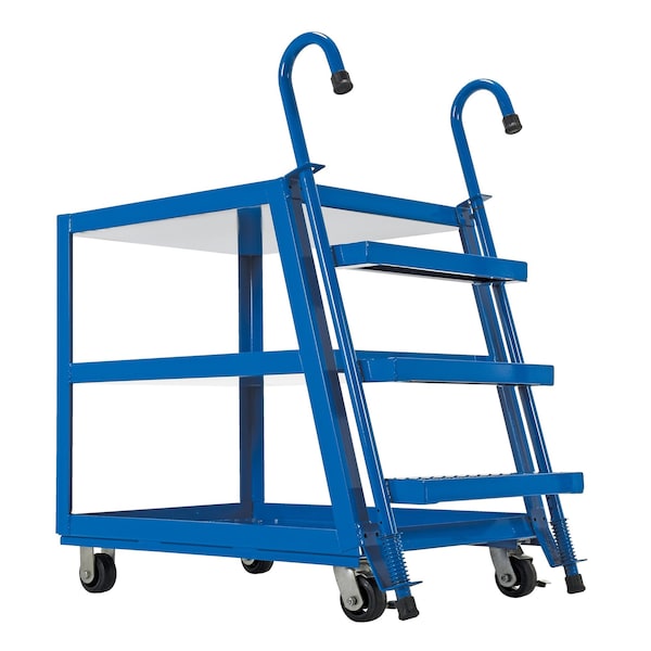 Blue Steel Stock Picker 3 Shelf 28" x 48" Poly/Steel 1000lb Capacity